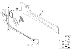 Боковая обшивка пространства для ног для BMW R50 Cooper W10 (схема запасных частей)