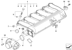 Система впуска AGR для BMW E53 X5 3.0d M57N (схема запасных частей)