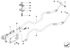 Теплообменник/трубопровод радиатора КПП для BMW E83N X3 3.0sd M57N2 (схема запасных частей)