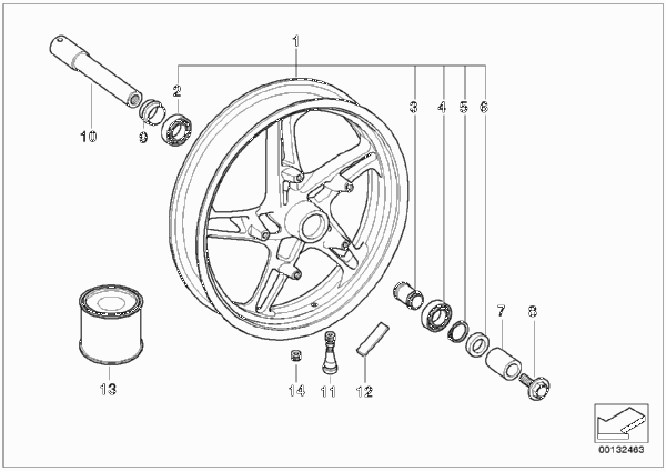 Литой колесный диск Пд с/без ABS 2 для BMW 259S R 1100 S 98 (0422,0432) 0 (схема запчастей)