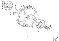 Литой диск Пд для MOTO 59C3 R 1200 C Indep. 03 (0362,0391) 0 (схема запасных частей)