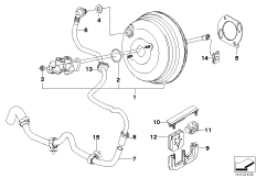Вакуумный усилитель тормозов для BMW E53 X5 4.4i N62 (схема запасных частей)