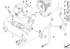 Маслопроводы гидроусилителя рул.управл. для BMW E61 525d M57N (схема запасных частей)
