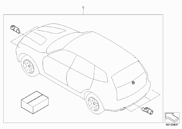 Комплект дооснащения PDC для BMW E83 X3 2.0i N46 (схема запчастей)