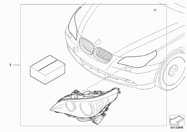 К-т доосн.биксеноновыми фарами для BMW E60 520d M47N2 (схема запчастей)