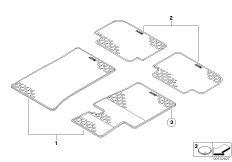 Резиновый коврик для BMW E83 X3 3.0i M54 (схема запасных частей)