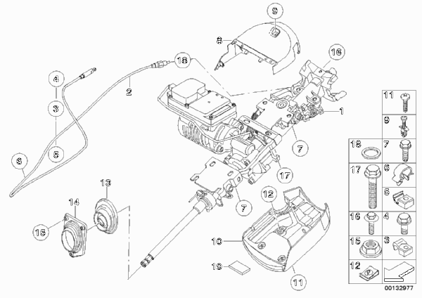Рулевая колонка/облицовка/трос Interlock для BMW E85 Z4 3.0i M54 (схема запчастей)