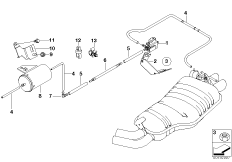 Вакуумное управление заслонкой глушителя для BMW E83 X3 3.0i M54 (схема запасных частей)