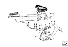 Стояночный тормоз/тормозные колодки для BMW E9 3.0CSi M30 (схема запасных частей)
