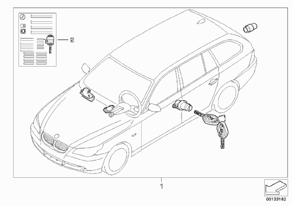 одновременное запирание для BMW E61 525i N52 (схема запчастей)