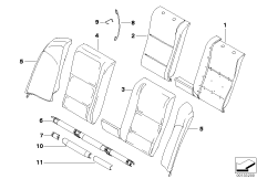 Набивка и обивка базового сиденья Зд для BMW E60 550i N62N (схема запасных частей)