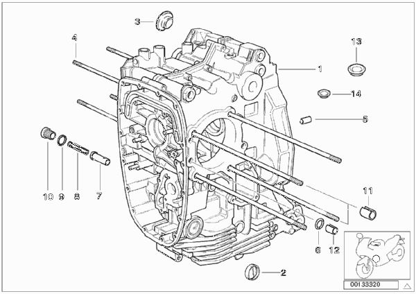 Картер двигателя для BMW 59C3 R 1200 C Indep. 00 (0405,0433) 0 (схема запчастей)