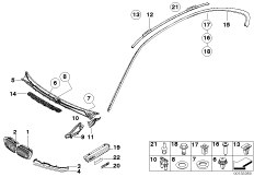 Наружные накладки / декоративные решетки для BMW E46 M3 CSL S54 (схема запасных частей)
