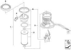 Топливный фильтр/датчик уровня наполн.П для MINI R50 One 1.6i W10 (схема запасных частей)