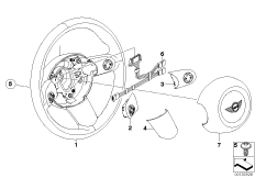 Многофункц.спортив.рулевое колесо с НПБ для BMW R53 Coop.S JCW GP W11 (схема запасных частей)