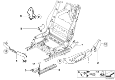 Сиденье Пд накладки сиденья для BMW E64 645Ci N62 (схема запасных частей)