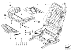 Каркас подушки переднего сиденья для BMW E64 M6 S85 (схема запасных частей)