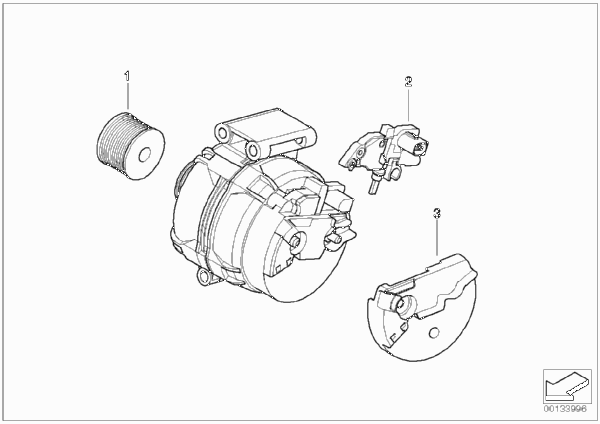 Детали генератора 100/110 А для BMW R50 One 1.4i W10 (схема запчастей)