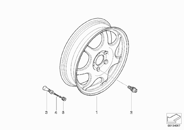 Аварийное колесо легкосплавное для BMW E53 X5 3.0d M57N (схема запчастей)