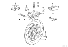Тормозной мех.зад.колеса с литым диском для BMW 259R R 850 R 94 (0401,0406) 0 (схема запасных частей)