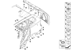 Пробки/заглушки для BMW E83 X3 2.5i M54 (схема запасных частей)