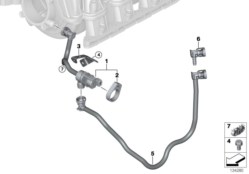 Клапан вентиляции топливного бака для BMW E83N X3 3.0si N52N (схема запчастей)