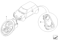 Дооснащение фонарями Facelift для BMW R50 One D W17 (схема запасных частей)