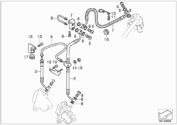 Трубопровод тормозного привода Пд для BMW 59C1 R 1200 C 97 (0424,0434) 0 (схема запчастей)