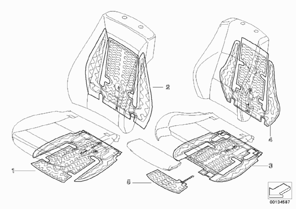 Электр.компоненты обогрева сиденья для BMW E84 X1 25dX N47S1 (схема запчастей)