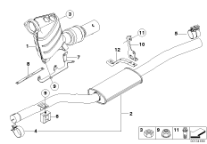Катализатор/передний доп.глушитель для BMW E61 525d M57N (схема запасных частей)