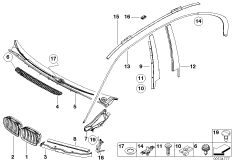 Наружные накладки / декоративные решетки для BMW E46 318d M47 (схема запасных частей)
