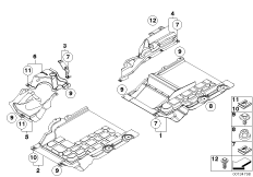 Облицовка днища кузова для BMW E83 X3 3.0d M57N (схема запасных частей)