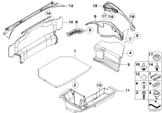 Обшивка багажника/поддон багажника для BMW E52 Z8 S62 (схема запасных частей)