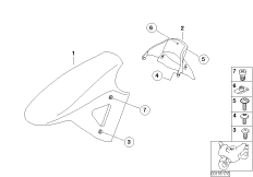Брызговик переднего колеса Пд для BMW K14 F 650 CS 04 (0177,0187) 0 (схема запасных частей)
