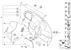 боковая обшивка задняя для BMW R53 Cooper S W11 (схема запасных частей)