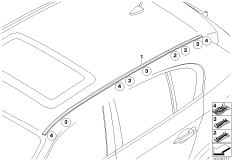 Декоративная планка крыши/леер для BMW E61 530xd M57N2 (схема запасных частей)