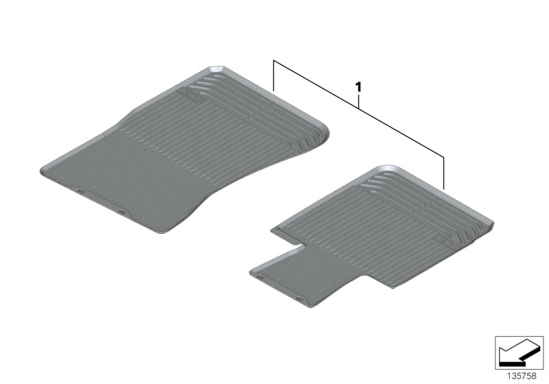 Резиновый коврик для BMW E86 Z4 3.0si N52 (схема запчастей)