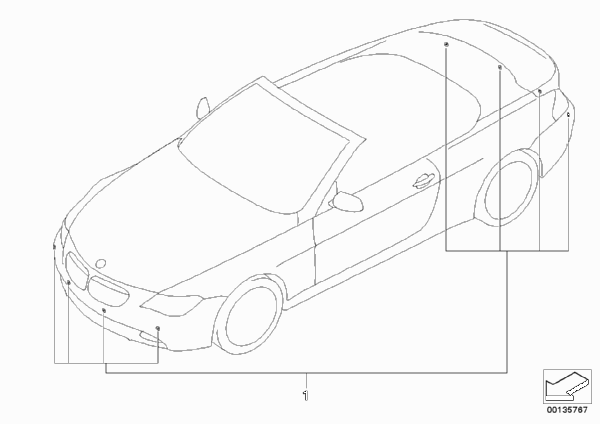 Комплект дооснащения PDC для BMW E63 M6 S85 (схема запчастей)