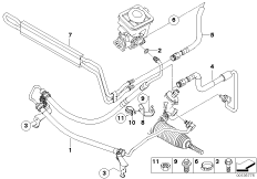 Маслопроводы гидроусилителя рул.управл. для BMW E83N X3 3.0d M57N2 (схема запасных частей)