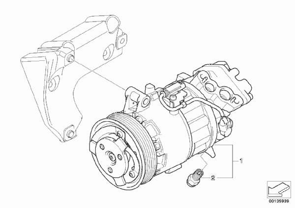 RP компрессор кондиционера для BMW E81 116i 1.6 N43 (схема запчастей)