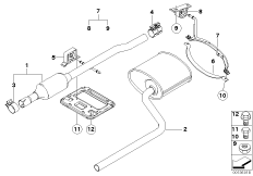 Система выпуска ОГ Зд для MINI R50 One D W17 (схема запасных частей)
