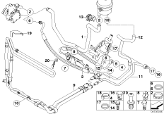 Маслопроводы гидроусилителя рул.управл. для MINI R50 One D W17 (схема запасных частей)