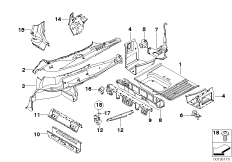 Дополнит.элементы пола багажника для BMW E83 X3 2.0i N46 (схема запасных частей)