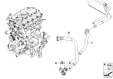 Дополнит.водяная помпа/водяной шланг для BMW E91 320d M47N2 (схема запасных частей)