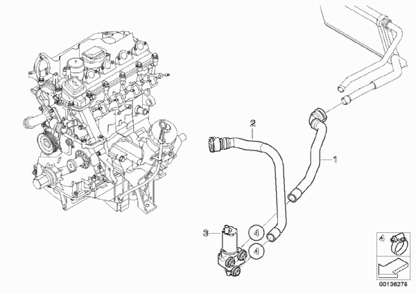 Дополнит.водяная помпа/водяной шланг для BMW E91 318d M47N2 (схема запчастей)