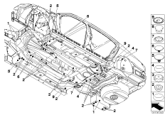 Пробки/заглушки для BMW E60N 525xd M57N2 (схема запасных частей)