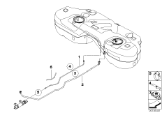 Топливопроводы/элементы крепления для BMW E83 X3 3.0d M57N2 (схема запасных частей)