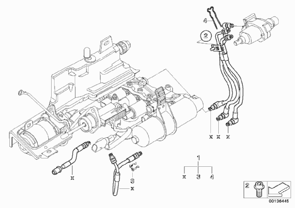 GS6S53BZ(SMG) гидравл.трубопроводы для BMW E64 650i N62N (схема запчастей)
