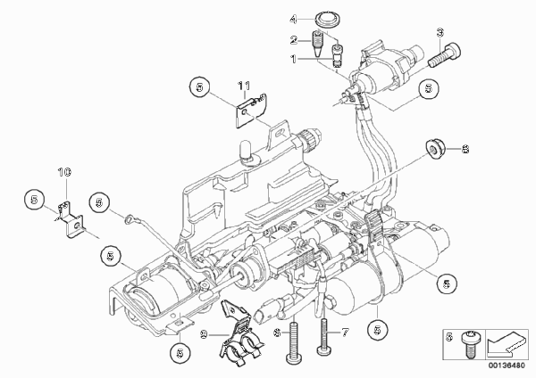 GS6S37BZ(SMG) крепление гидравл.трубопр. для BMW E64 630i N52 (схема запчастей)