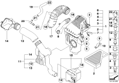 Глушитель шума всасыв./сменн.эл.фильтра для BMW R52 Cooper W10 (схема запасных частей)